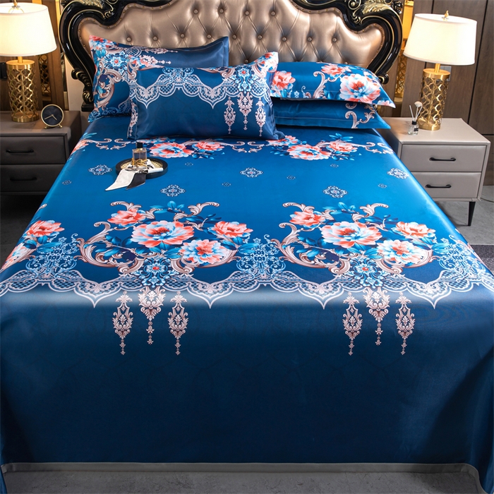 91家纺网 家纺一手货源 找家纺 梵克保罗 2024新款印花冰丝凉席套件-系列一 曼妙花语