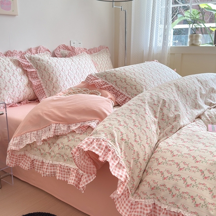 91家纺网 家纺一手货源 找家纺 （总）沐棉 2024新款韩式公主风全棉花边四件套