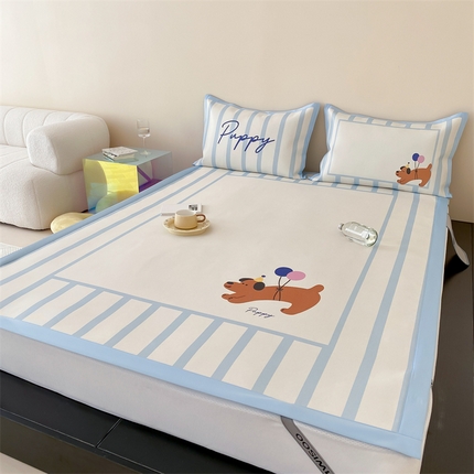 91家纺网 家纺一手货源 找家纺 （总）三味舒屋2025新款抗菌大版数码印花冰丝席 （新升级7A抗菌）床席款