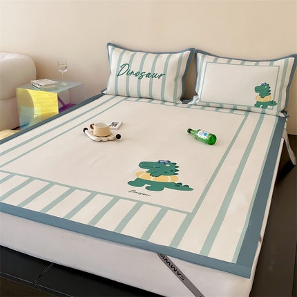 91家纺网 家纺一手货源 找家纺 （总）三味舒屋2025新款抗菌大版数码印花冰丝席 （新升级7A抗菌）床席款