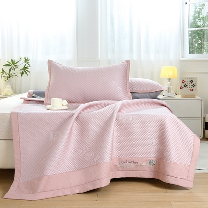 青雅 2025新款凉感因子凉豆豆凉席 字母-粉