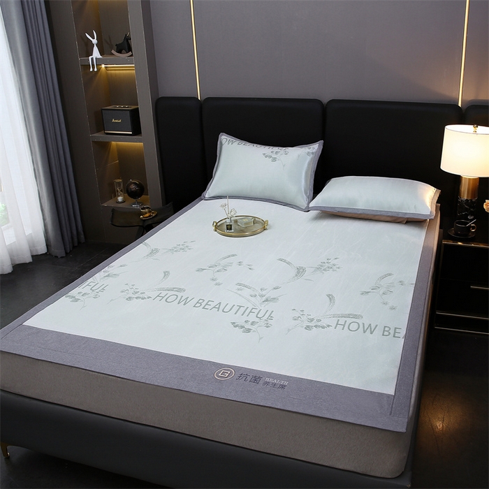 91家纺网 家纺一手货源 找家纺 青雅 2025新款抗菌粗冰丝席 冰丝-灰