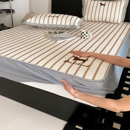 三味舒屋2025新款凉感抗菌防螨毛巾绣印花冰丝养生席（新升级7A抗菌）床笠款 酷酷狗