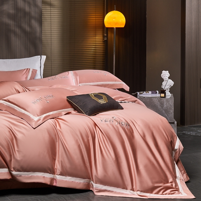 91家纺网 家纺一手货源 找家纺 琉宿2025新款50s双股长绒棉四件套-索菲亚 索菲亚-胭脂红