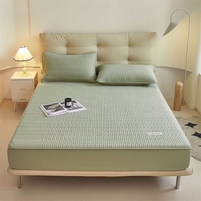 91家纺网 家纺一手货源 找家纺 3C 2024新款A类全棉水洗棉大豆夹棉床笠-初忆 初忆-抹茶绿