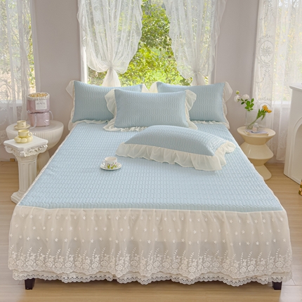 花香四季家纺 2024新款新款0.5厚胶质凉席三件套-莫兰迪系列 莫兰迪-蓝色