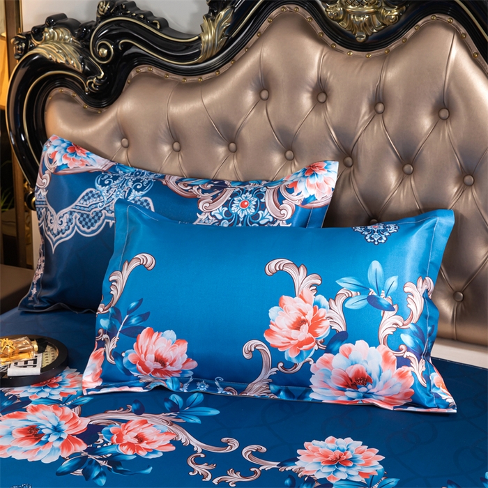 91家纺网 家纺一手货源 找家纺 梵克保罗 2024新款印花冰丝凉席套件-系列一 曼妙花语