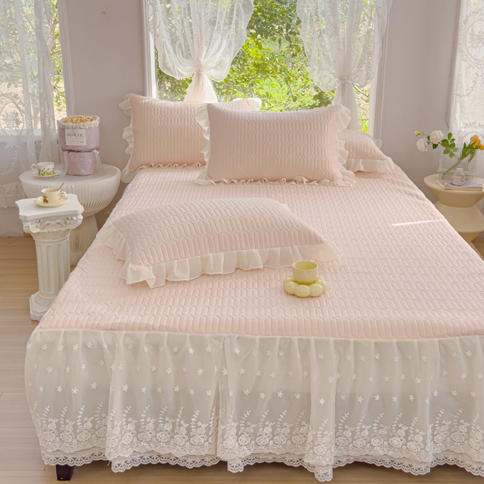 91家纺网 家纺一手货源 找家纺 花香四季家纺 2024新款新款0.5厚胶质凉席三件套-莫兰迪系列 莫兰迪-粉玉