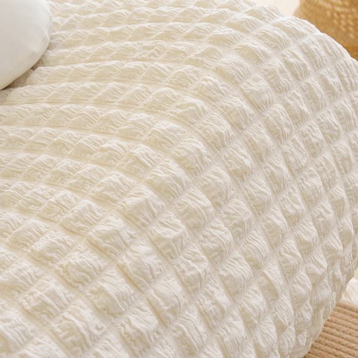 91家纺网 家纺一手货源 找家纺 启博家纺 2024新款简约舒适泡泡纱系列-毛毛虫懒人沙发套 米白