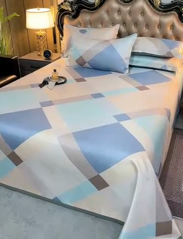 91家纺网 家纺一手货源 找家纺 梵克保罗 2024新款印花冰丝凉席套件-系列一 时尚潮牌