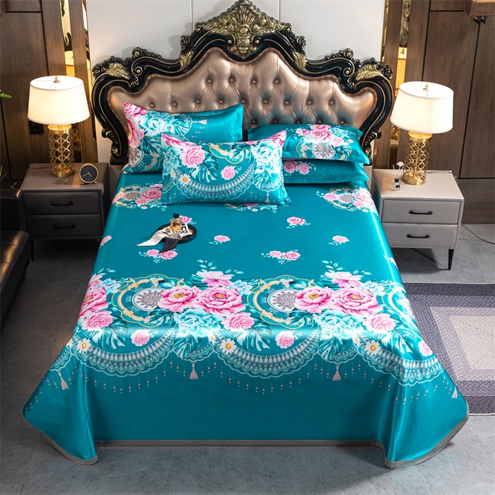 91家纺网 家纺一手货源 找家纺 梵克保罗 2024新款印花冰丝凉席套件-系列一 雍容华贵