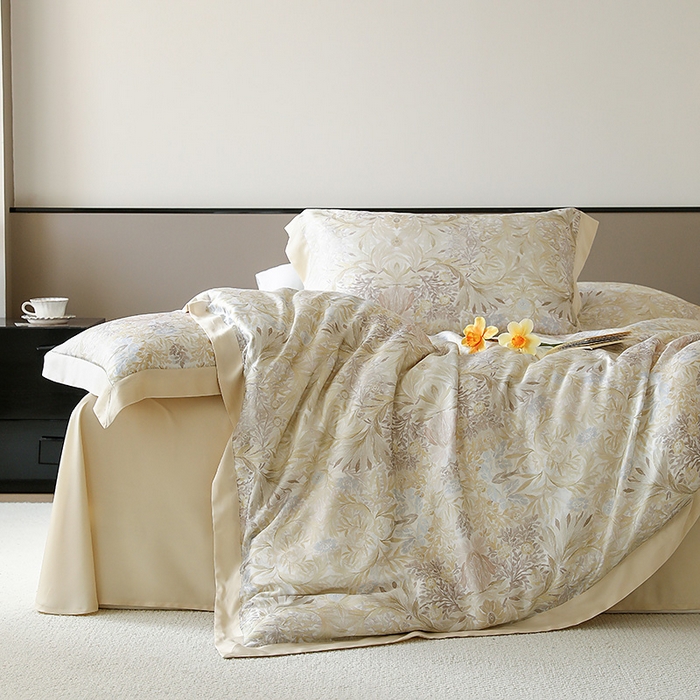 91家纺网 家纺一手货源 找家纺 若未家居 2025新款50支莱赛尔天丝数码印花四件套 夏沫 米