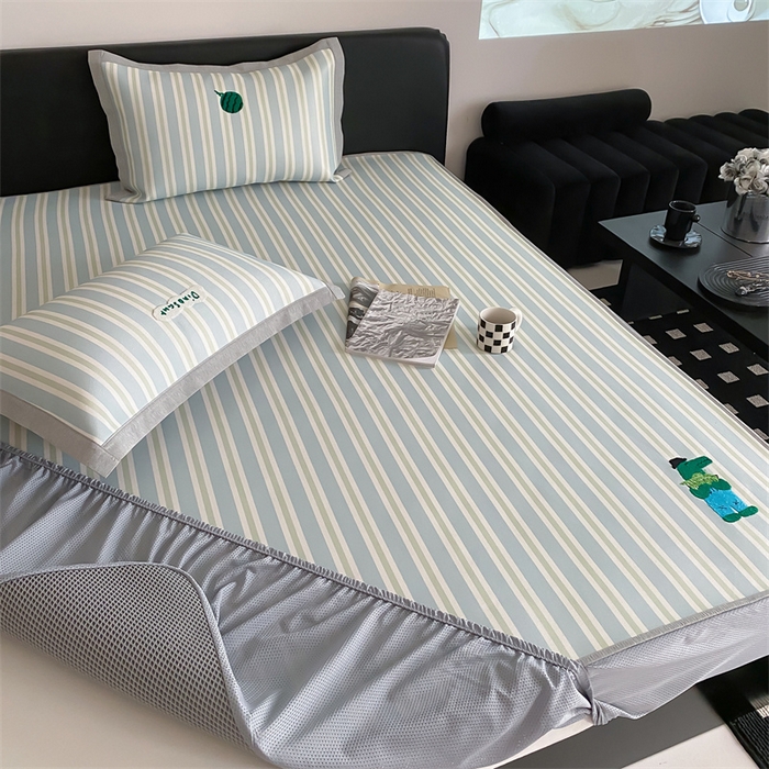 91家纺网 家纺一手货源 找家纺 三味舒屋2025新款凉感抗菌防螨毛巾绣印花冰丝养生席（新升级7A抗菌）床笠款 尼罗鳄