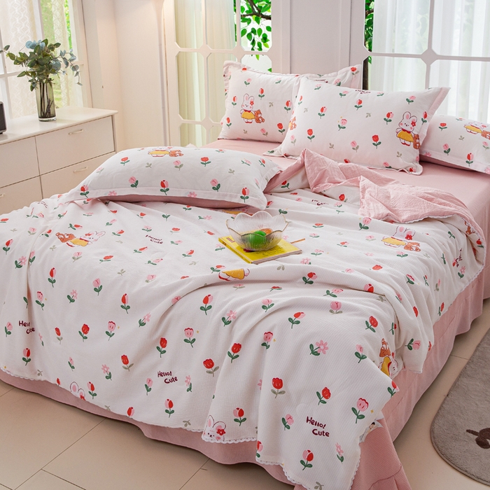 91家纺网 家纺一手货源 找家纺 （总）帕芬鸟家纺 2025新款有氧泡泡棉夏被四件套