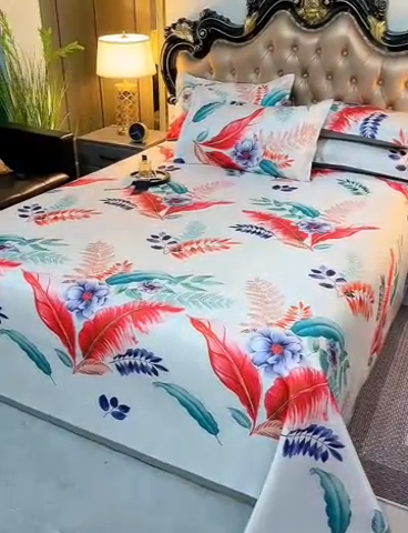 91家纺网 家纺一手货源 找家纺 梵克保罗 2024新款印花冰丝凉席套件-系列一 盛世花开