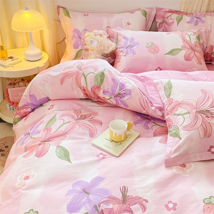 91家纺网 家纺一手货源 找家纺 铭博家纺 2024新款全棉印花四件套 兰若幽香