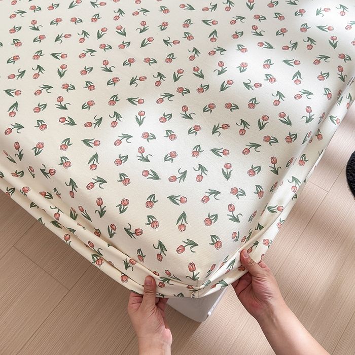 91家纺网 家纺一手货源 找家纺 吉象家纺 2024新款老粗布三件套-床笠款 朵朵郁金香