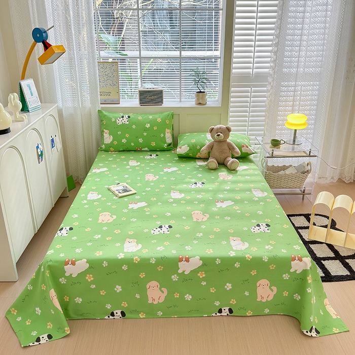 91家纺网 家纺一手货源 找家纺 吉象家纺 2024新款老粗布三件套-床单款 狗狗乐园