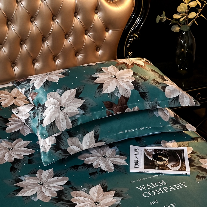 91家纺网 家纺一手货源 找家纺 梵克保罗 2024新款印花冰丝凉席套件-系列一 秋风落叶