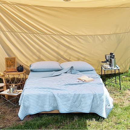 91家纺网 家纺一手货源 找家纺 简煦家居 2025新款可水洗全棉棉花被子夏季家用空调被芯 水蓝中条