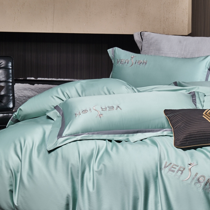 91家纺网 家纺一手货源 找家纺 琉宿2025新款50s双股长绒棉四件套-索菲亚 索菲亚-海宽蓝