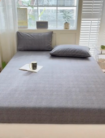 91家纺网 家纺一手货源 找家纺 吉象家纺 2024新款老粗布三件套-床笠款 墨