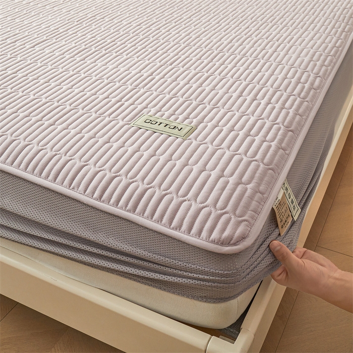 91家纺网 家纺一手货源 找家纺 3C 2024新款A类全棉水洗棉大豆夹棉床笠-网忆 网忆-香芋紫