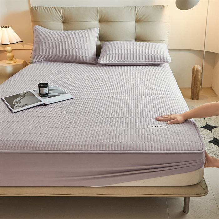 91家纺网 家纺一手货源 找家纺 3C 2024新款A类全棉水洗棉大豆夹棉床笠-初忆 初忆-香芋紫