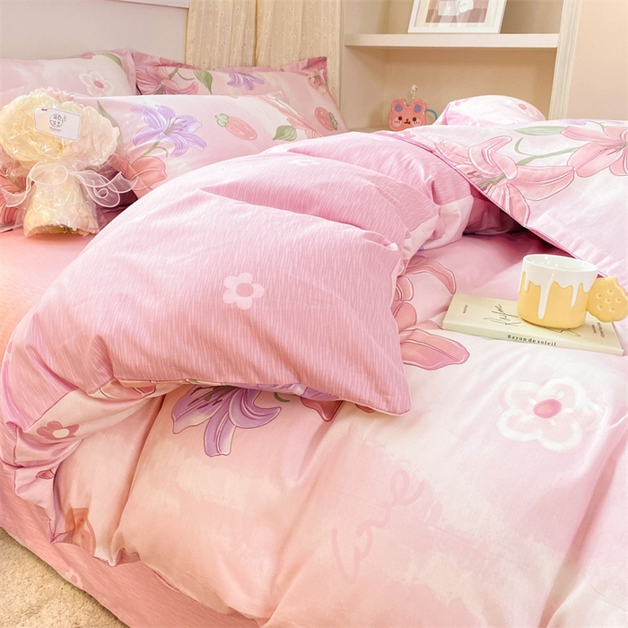 91家纺网 家纺一手货源 找家纺 铭博家纺 2024新款全棉印花四件套 兰若幽香