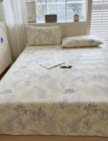 91家纺网 家纺一手货源 找家纺 吉象家纺 2024新款老粗布三件套-床单款 仙草