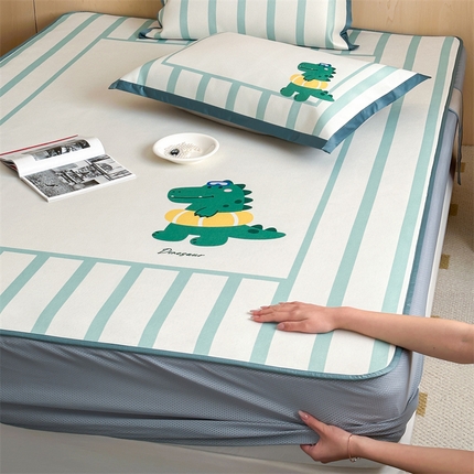 91家纺网 家纺一手货源 找家纺 （总）三味舒屋2025新款抗菌大版数码印花冰丝席 （新升级7A抗菌）床笠款