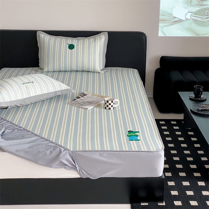 91家纺网 家纺一手货源 找家纺 三味舒屋2025新款凉感抗菌防螨毛巾绣印花冰丝养生席（新升级7A抗菌）床笠款 尼罗鳄