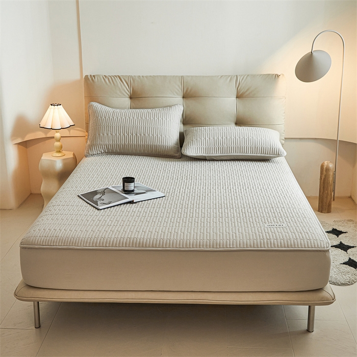 91家纺网 家纺一手货源 找家纺 3C 2024新款A类全棉水洗棉大豆夹棉床笠-初忆 初忆-烟雾灰