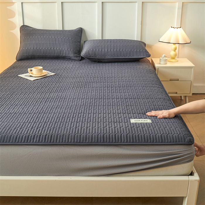 91家纺网 家纺一手货源 找家纺 3C 2024新款A类全棉水洗棉大豆夹棉床笠-网忆 网忆-星空灰