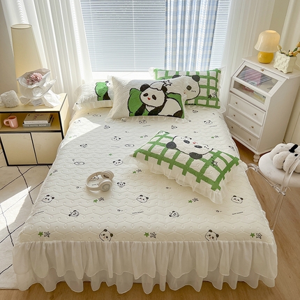 91家纺网 家纺一手货源 找家纺 （总）麒豆豆 2024新款卡通冰丝加厚乳胶凉席床裙款