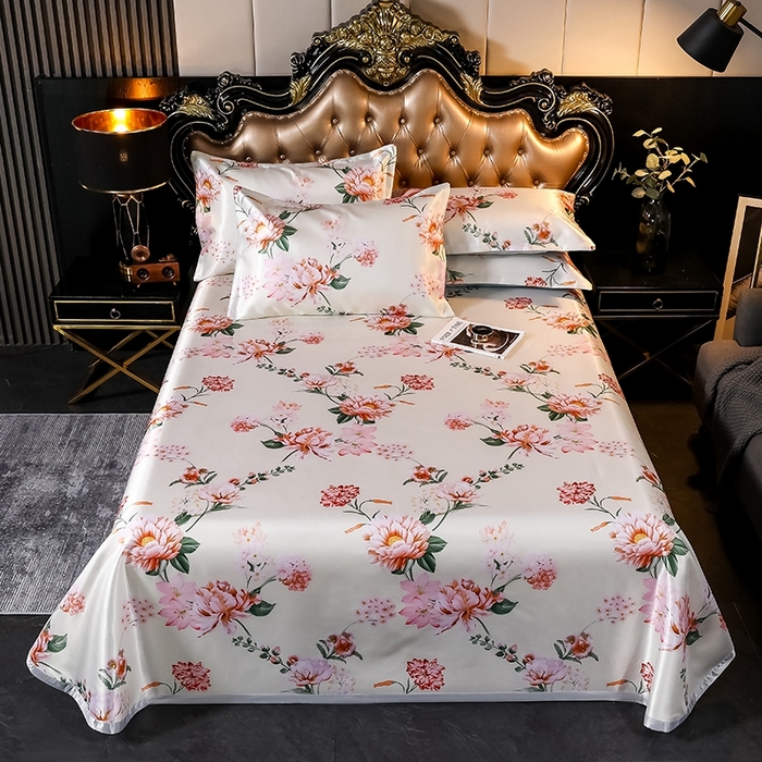 91家纺网 家纺一手货源 找家纺 梵克保罗 2024新款印花冰丝凉席套件-系列一 花满庭