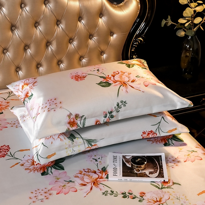 91家纺网 家纺一手货源 找家纺 梵克保罗 2024新款印花冰丝凉席套件-系列一 花满庭