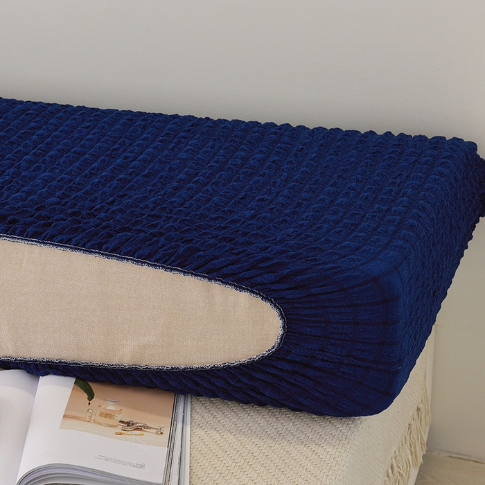 91家纺网 家纺一手货源 找家纺 启博家纺 2024新款简约舒适泡泡纱系列-床头罩 宝蓝