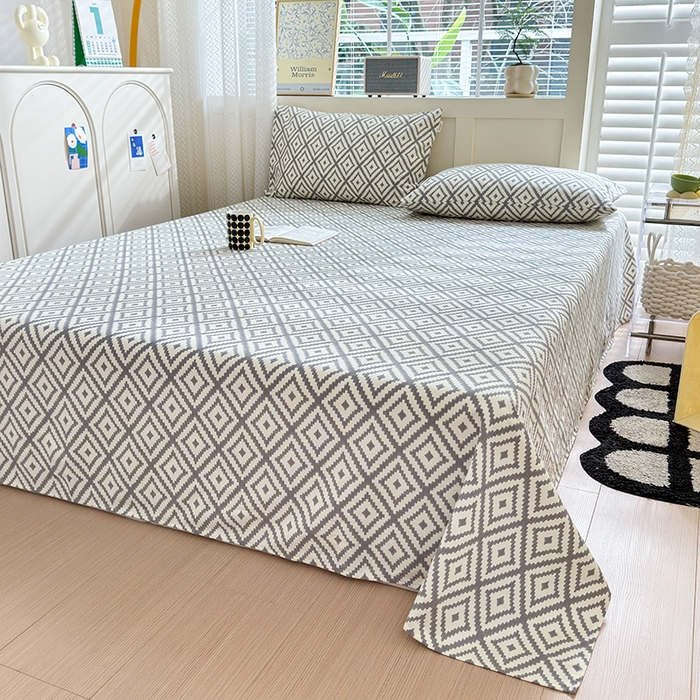 91家纺网 家纺一手货源 找家纺 吉象家纺 2024新款老粗布三件套-床单款 品格灰