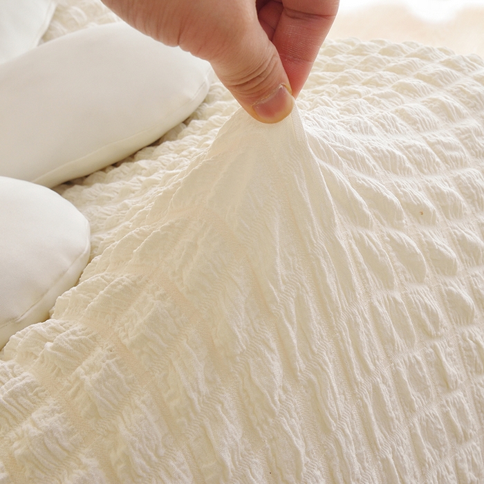 91家纺网 家纺一手货源 找家纺 启博家纺 2024新款简约舒适泡泡纱系列-毛毛虫懒人沙发套 米白