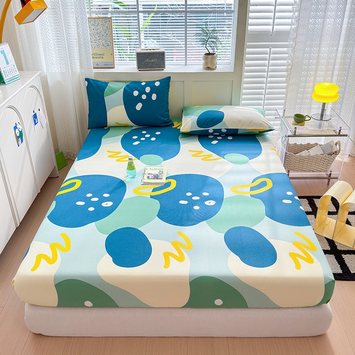 91家纺网 家纺一手货源 找家纺 吉象家纺 2024新款老粗布三件套-床笠款 悉尼绿