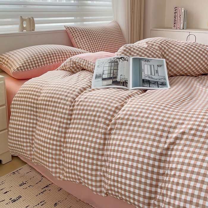 91家纺网 家纺一手货源 找家纺 楠沐家纺 2025新款亲肤柔软水洗棉磨毛四件套 玉小格