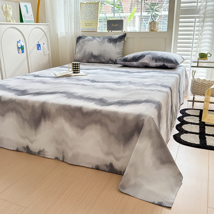 91家纺网 家纺一手货源 找家纺 吉象家纺 2024新款老粗布三件套-床单款 水墨画