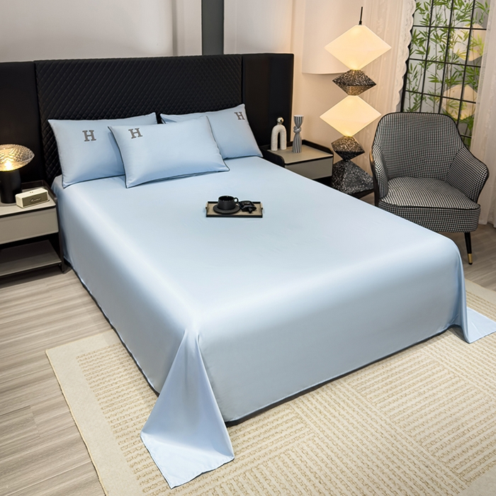 91家纺网 家纺一手货源 找家纺 星航家纺 2025新款轻奢夏被四件套晾感冰丝空调被水洗冰丝夏被 天空蓝