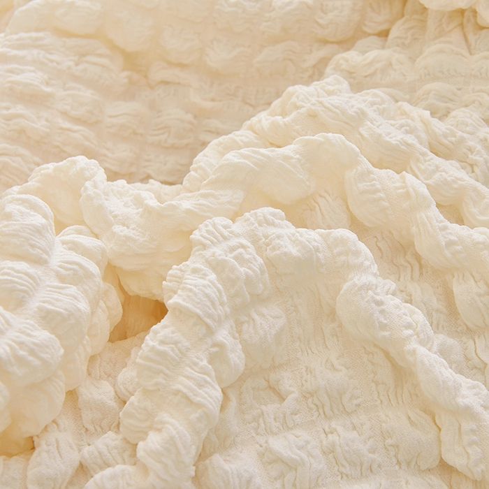 91家纺网 家纺一手货源 找家纺 启博家纺 2024新款简约舒适泡泡纱系列-毛毛虫懒人沙发套 米白