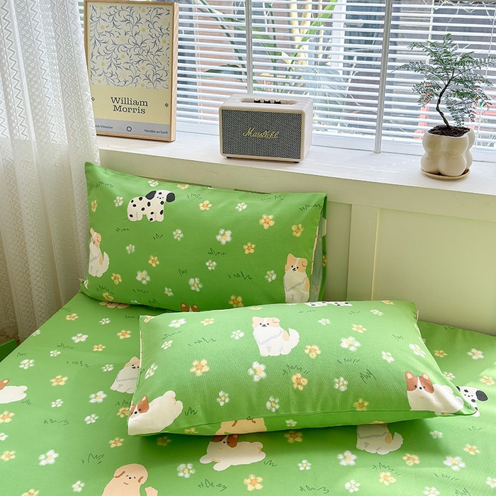 91家纺网 家纺一手货源 找家纺 吉象家纺 2024新款老粗布三件套-床单款 狗狗乐园