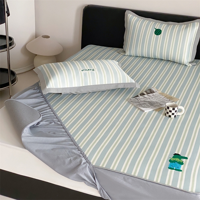 91家纺网 家纺一手货源 找家纺 三味舒屋2025新款凉感抗菌防螨毛巾绣印花冰丝养生席（新升级7A抗菌）床笠款 尼罗鳄