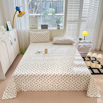 吉象家纺 2024新款老粗布三件套-床单款 朵朵郁金香