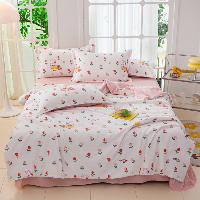 91家纺网 家纺一手货源 找家纺 （总）帕芬鸟家纺 2025新款有氧泡泡棉夏被四件套