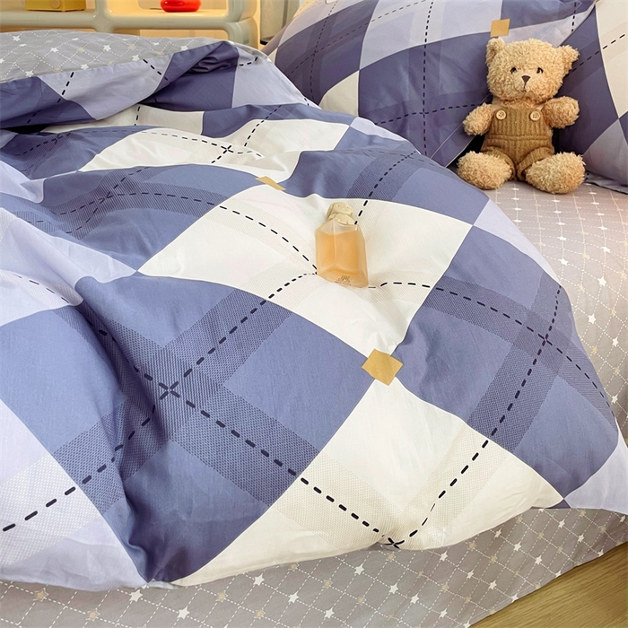 91家纺网 家纺一手货源 找家纺 铭博家纺 2024新款全棉印花四件套 意林 蓝